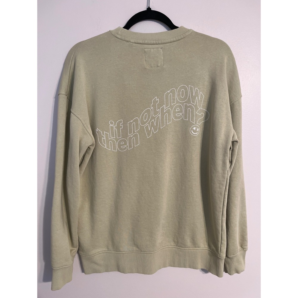 Lefties Man Cotton Crew Neck Sweatshirt Pullover If Not Now Then When Smiley - Picture 2 of 7